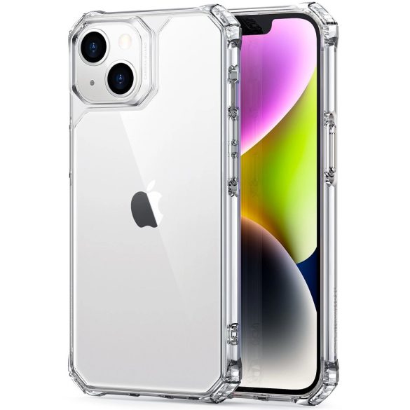 Apple iPhone 13 / 14, Szilikon tok, műanyag hátlappal, légpárnás sarok, közepesen ütésálló, ESR Air Armor, átlátszó