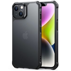 Apple iPhone 13 / 14, Szilikon tok, műanyag hátlappal, légpárnás sarok, közepesen ütésálló, ESR Air Armor, áttetsző/fekete