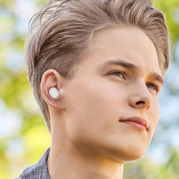 Bluetooth sztereó fülhallgató, v5.3, TWS, töltőtok, zajszűrővel, érintés vezérlés, LED-es, játékosoknak ajánlott, Baseus Bowie EZ10, fehér