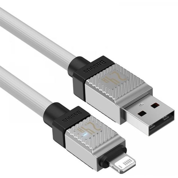 USB töltő- és adatkábel, Lightning, 100 cm, 2400 mA, törésgátlóval, gyorstöltés, Baseus Coolplay, CAKW000402, fehér