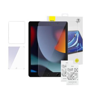 Apple iPad 10.2 (2019 / 2020 / 2021), Kijelzővédő, ütésálló fólia, Tempered Glass (edzett üveg), Baseus Crystal, Clear, 2 db / csomag