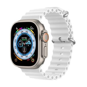 Apple Watch 1-6, SE, SE (2022) (38 / 40 mm) / Watch 7-8 (41 mm), szilikon pótszíj, állítható, hullámos kialakítás, Dux Ducis, fehér