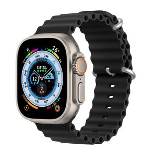 Apple Watch 1-6, SE, SE (2022) (38 / 40 mm) / Watch 7-8 (41 mm), szilikon pótszíj, állítható, hullámos kialakítás, Dux Ducis, fekete