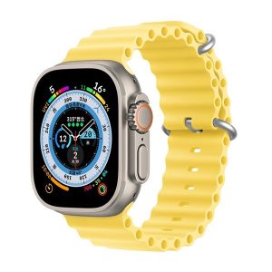 Apple Watch 1-6, SE, SE (2022) (38 / 40 mm) / Watch 7-8 (41 mm), szilikon pótszíj, állítható, hullámos kialakítás, Dux Ducis, sárga