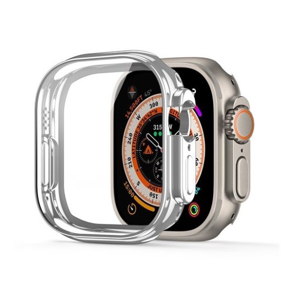 Apple Watch Ultra (49 mm), Szilikon védőkeret, közepesen ütésálló, szíj nélkül, Dux Ducis Samo, ezüst