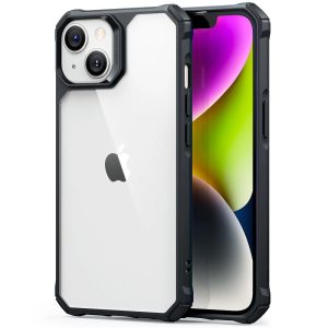 Apple iPhone 14 Plus, Szilikon tok, műanyag hátlappal, légpárnás sarok, közepesen ütésálló, ESR Air Armor, átlátszó/fekete