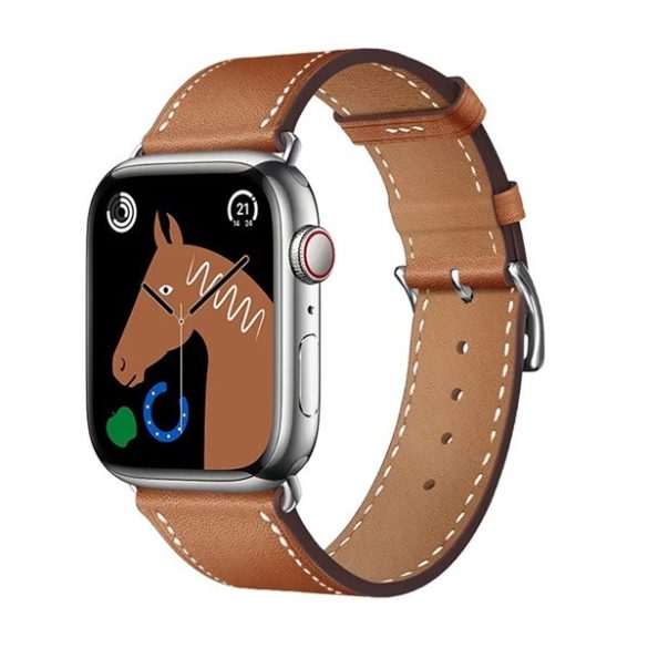 Apple Watch 1-6, SE, SE (2022) (38 / 40 mm) / Watch 7-8 (41 mm), bőr pótszíj, állítható, Hoco WA17, barna