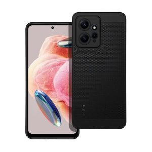 Xiaomi Redmi Note 12 4G, Műanyag hátlap védőtok, légáteresztő, lyukacsos minta, Breezy, fekete