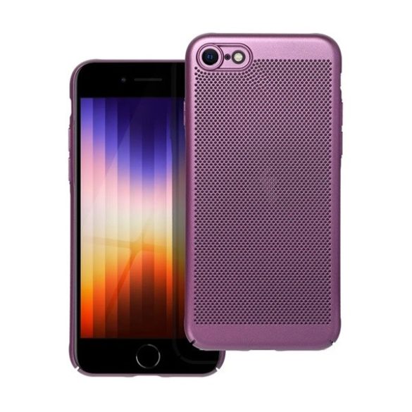 Apple iPhone 7 / 8 / SE (2020) / SE (2022), Műanyag hátlap védőtok, légáteresztő, lyukacsos minta, Breezy, lila