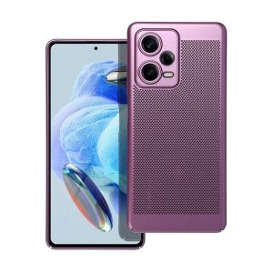 Xiaomi Redmi Note 12 Pro Plus 5G, Műanyag hátlap védőtok, légáteresztő, lyukacsos minta, Breezy, lila