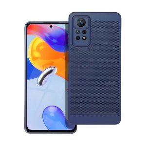 Xiaomi Redmi Note 11 Pro / Note 11 Pro 5G / Note 11E Pro / Note 12 Pro 4G, Műanyag hátlap védőtok, légáteresztő, lyukacsos minta, Breezy, sötétkék