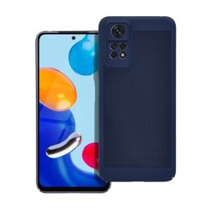 Xiaomi Redmi Note 11 / Note 11S, Műanyag hátlap védőtok, légáteresztő, lyukacsos minta, Breezy, sötétkék