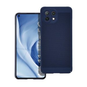 Xiaomi Mi 11 Lite / 11 Lite 5G / 11 Lite 5G NE, Műanyag hátlap védőtok, légáteresztő, lyukacsos minta, Breezy, sötétkék