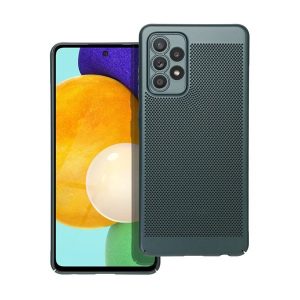 Samsung Galaxy A52 / A52 5G / A52s 5G SM-A525F / A526B / A528B, Műanyag hátlap védőtok, légáteresztő, lyukacsos minta, Breezy, sötétzöld