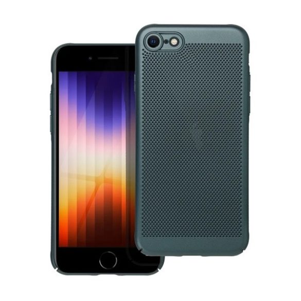 Apple iPhone 7 / 8 / SE (2020) / SE (2022), Műanyag hátlap védőtok, légáteresztő, lyukacsos minta, Breezy, sötétzöld