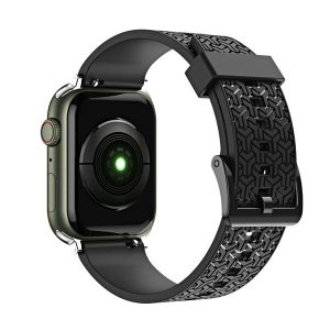 Apple Watch 1-6, SE, SE (2022) (38 / 40 mm) / Watch 7-8 (41 mm), szilikon pótszíj, állítható, 3D minta, fekete