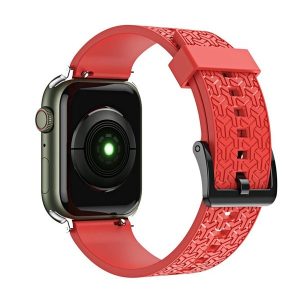 Apple Watch 1-6, SE, SE (2022) (42 / 44 mm) / Watch 7-8 (45 mm) / Watch Ultra (49 mm), szilikon pótszíj, állítható, 3D minta, piros