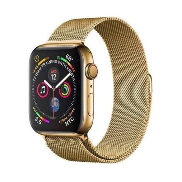 Apple Watch 1-6, SE, SE (2022) (38 / 40 mm), fém pótszíj, mágneses zár, milánói stílus, arany