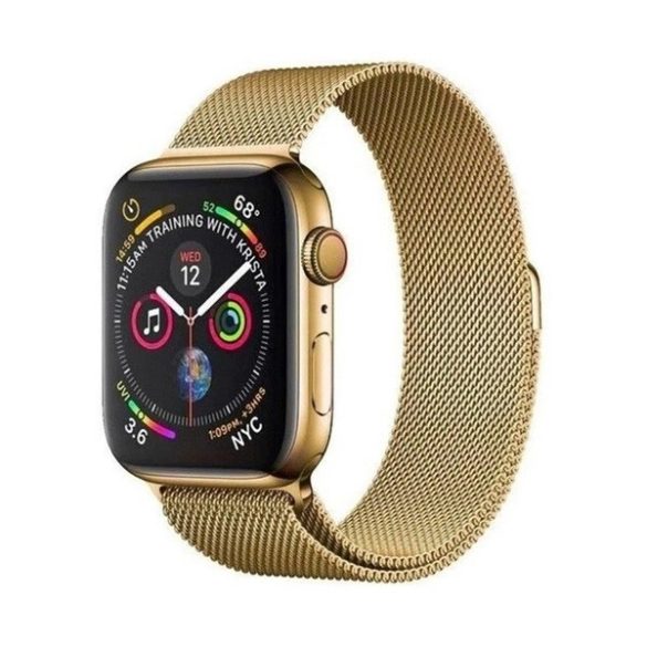 Apple Watch 7-8 (41 mm), fém pótszíj, mágneses zár, milánói stílus, arany