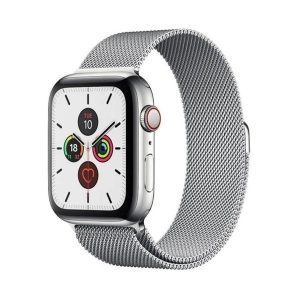 Apple Watch 7-8 (41 mm), fém pótszíj, mágneses zár, milánói stílus, ezüst