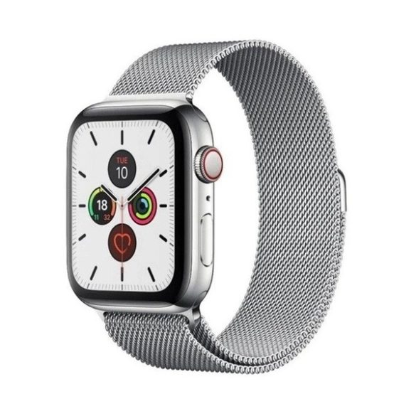 Apple Watch 1-6, SE, SE (2022) (42 / 44 mm), fém pótszíj, mágneses zár, milánói stílus, ezüst