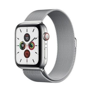 Apple Watch 7-8 (45 mm), fém pótszíj, mágneses zár, milánói stílus, ezüst