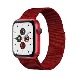 Apple Watch 1-6, SE, SE (2022) (38 / 40 mm), fém pótszíj, mágneses zár, milánói stílus, piros