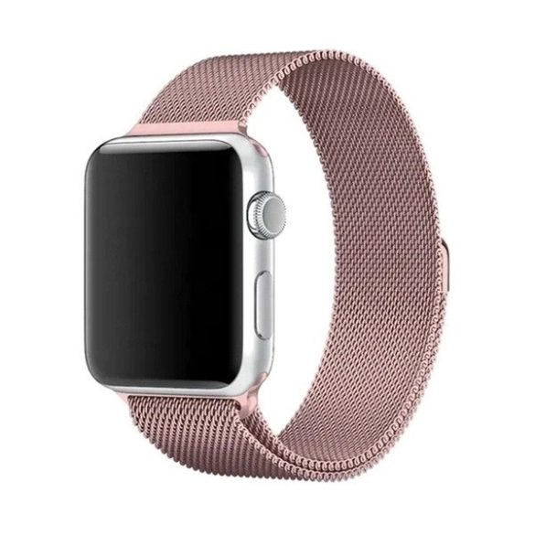 Apple Watch 7-8 (41 mm), fém pótszíj, mágneses zár, milánói stílus, rózsaszín