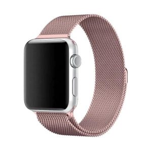 Apple Watch 1-6, SE, SE (2022) (38 / 40 mm), fém pótszíj, mágneses zár, milánói stílus, rózsaszín