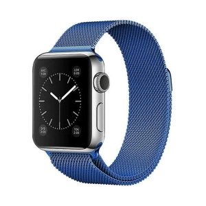 Apple Watch 7-8 (41 mm), fém pótszíj, mágneses zár, milánói stílus, sötétkék