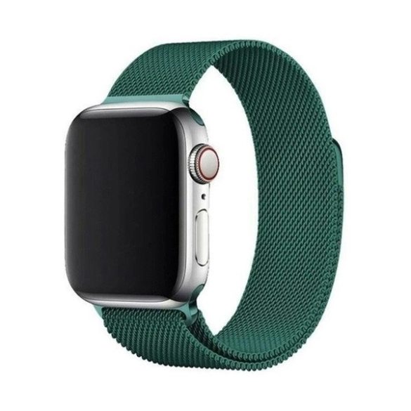 Apple Watch 7-8 (41 mm), fém pótszíj, mágneses zár, milánói stílus, sötétzöld