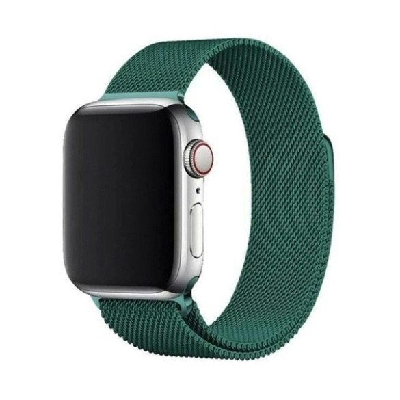 Apple Watch 1-6, SE, SE (2022) (42 / 44 mm), fém pótszíj, mágneses zár, milánói stílus, sötétzöld