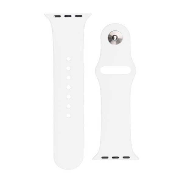 Apple Watch 1-6, SE, SE (2022) (38 / 40 mm) / Watch 7-8 (41 mm), szilikon pótszíj, állítható, fém kapoccsal, fehér