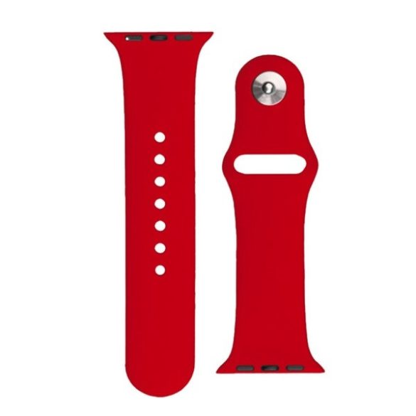 Apple Watch 1-6, SE, SE (2022) (38 / 40 mm) / Watch 7-8 (41 mm), szilikon pótszíj, állítható, fém kapoccsal, piros