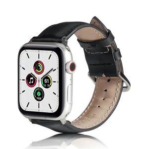 Apple Watch 1-6, SE, SE (2022) (38 / 40 mm) / Watch 7-9 (41 mm), szilikon pótszíj, bőrhatású, állítható, sötétbarna