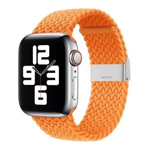 Apple Watch 1-6, SE, SE (2022) (38 / 40 mm) / Watch 7-9 (41 mm), textíl pótszíj, állítható, szőtt stílusú, narancssárga