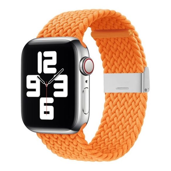 Apple Watch 1-6, SE, SE (2022) (42 / 44 mm) / Watch 7-9 (45 mm) / Watch Ultra (49 mm), textíl pótszíj, állítható, szőtt stílusú, narancssárga