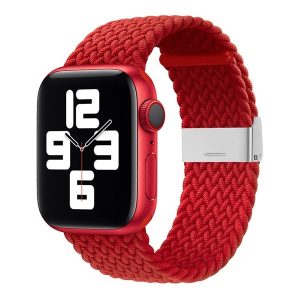 Apple Watch 1-6, SE, SE (2022) (42 / 44 mm) / Watch 7-9 (45 mm) / Watch Ultra (49 mm), textíl pótszíj, állítható, szőtt stílusú, piros