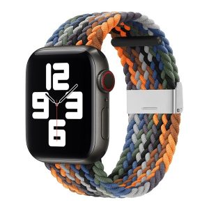 Apple Watch 1-6, SE, SE (2022) (42 / 44 mm) / Watch 7-9 (45 mm) / Watch Ultra (49 mm), textíl pótszíj, állítható, szőtt stílusú, szivárvány minta, szürke