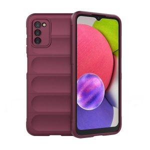 Samsung Galaxy A03s SM-A037F, Szilikon tok, közepesen ütésálló, 3D minta, bordó