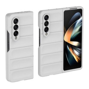 Samsung Galaxy Z Fold4 5G SM-F936B, Műanyag hátlap védőtok, közepesen ütésálló, 3D minta, fehér