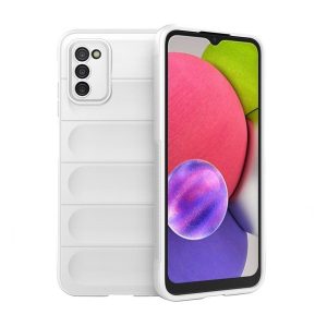 Samsung Galaxy A03s SM-A037F, Szilikon tok, közepesen ütésálló, 3D minta, fehér