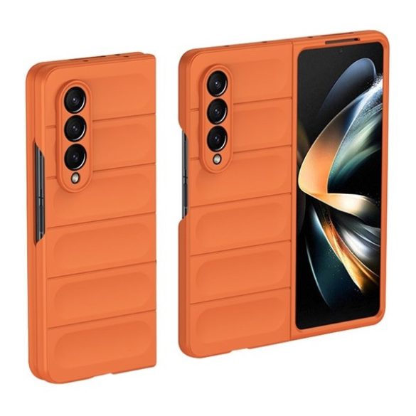 Samsung Galaxy Z Fold4 5G SM-F936B, Műanyag hátlap védőtok, közepesen ütésálló, 3D minta, narancssárga