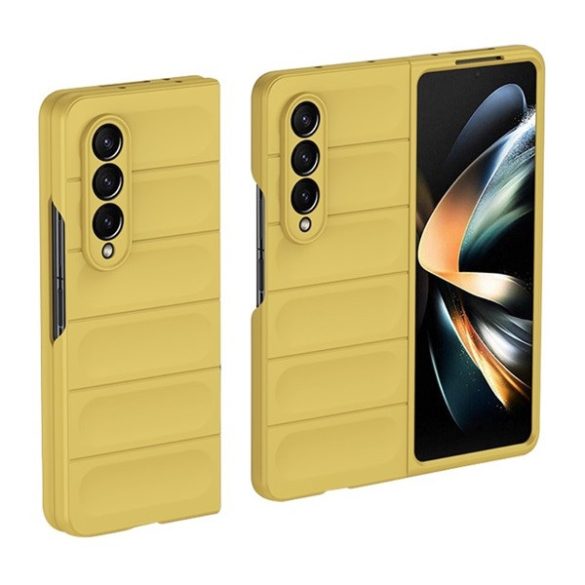 Samsung Galaxy Z Fold3 5G SM-F926B, Műanyag hátlap védőtok, közepesen ütésálló, 3D minta, sárga