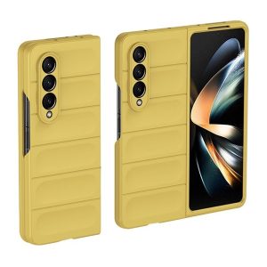 Samsung Galaxy Z Fold4 5G SM-F936B, Műanyag hátlap védőtok, közepesen ütésálló, 3D minta, sárga