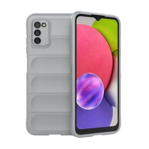 Samsung Galaxy A03s SM-A037F, Szilikon tok, közepesen ütésálló, 3D minta, világosszürke