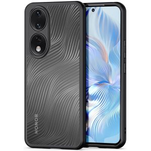 Huawei Honor 90, Műanyag hátlap védőtok + szilikon keret, hullám minta, Dux Ducis Aimo, áttetsző/fekete