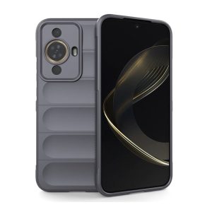 Huawei Nova 11 / 12S / 12 Lite, Szilikon tok, közepesen ütésálló, 3D minta, sötétszürke