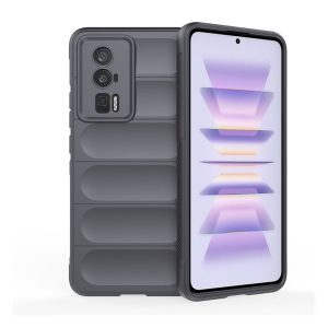 Xiaomi Redmi K60 / K60 Pro / Poco F5 Pro, Szilikon tok, közepesen ütésálló, 3D minta, sötétszürke