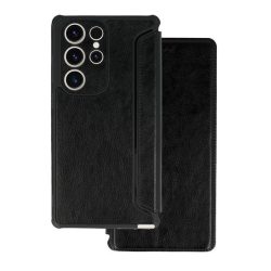   Samsung Galaxy A14 4G / A14 5G SM-A145F / A146B, Oldalra nyíló tok, közepesen ütésálló, bőrhatású, fekete